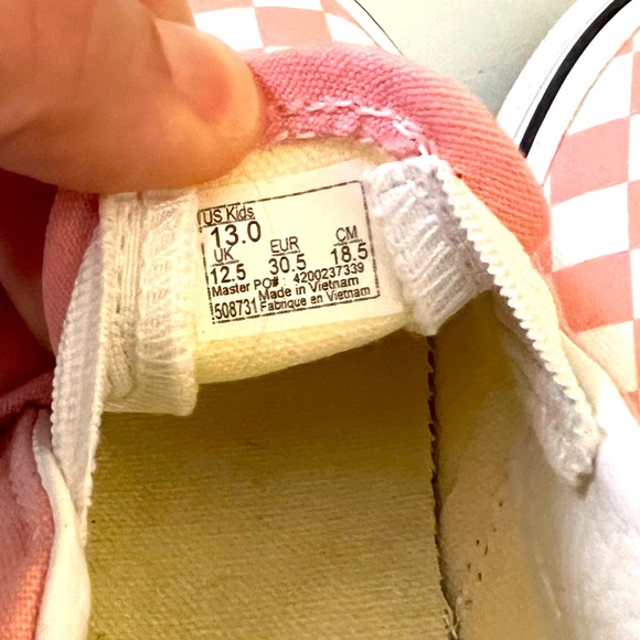 VANS-NWOT girls pink and white checkered slip on size 13 - Picture 4 of 6